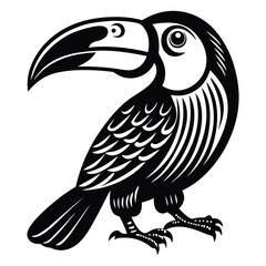 Toucan Black and white vector illustration animal silhouette, Vector illustration, bird, icon, svg, characters