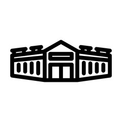 Naklejka premium megastore shop line icon vector illustration
