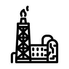 oil refinery flare stacks air pollution line icon vector illustration