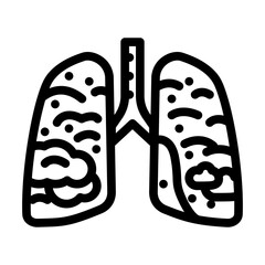 lungs filled smoke soot air pollution line icon vector illustration