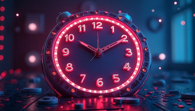 Alarm Clock with Neon Numbers