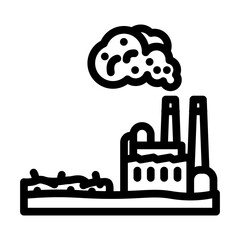crops growing near plant chemical pollution line icon vector illustration