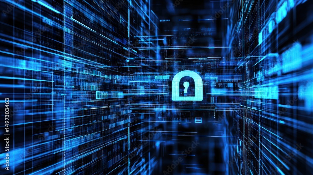 Poster digital security: abstract representation of data protection in cyberspace