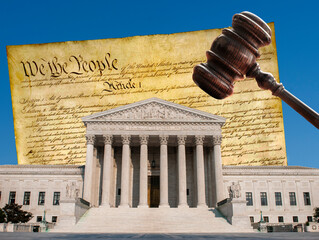 Supreme Court with Declaration of Independence and gavel