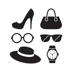 Versatile Women's Fashion Accessories: Modern Silhouette Vector Icons