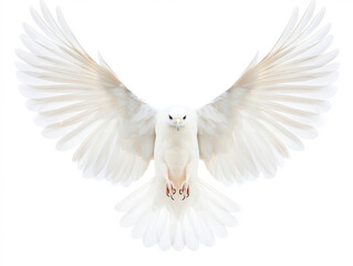 Obraz premium A majestic white owl soaring with its wings fully spread in a striking display.