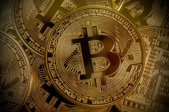 Stack of golden Bit Coins