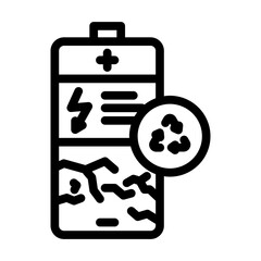 battery recycling e waste pollution line icon vector illustration
