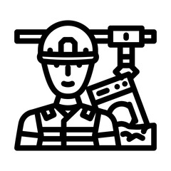 landfill workers handling e waste pollution line icon vector illustration