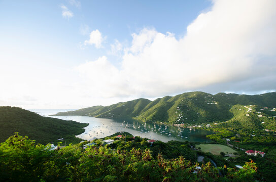 Early morning view of Coral Bay, St. John, USVI, USA