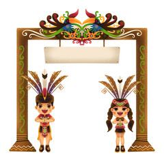 illustration of a Dayak child explaining something