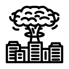 fallout on city skyline radioactive pollution line icon vector illustration
