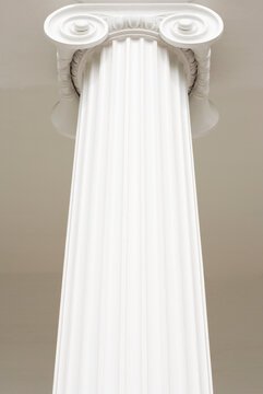 Low angle view of white of Ionic column