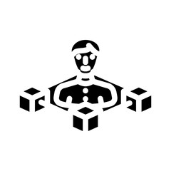 blockchain based identity verification glyph icon vector illustration