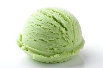Fototapeta premium Mint Green Ice Cream Scoop on White Background – Refreshing Summer Dessert Photography