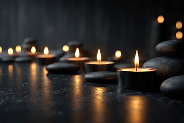 Burning Candles and Zen Stones