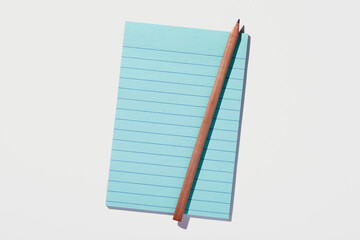 Pencil on pad of blue line paper