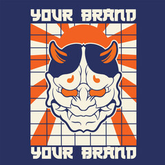 Obraz premium Oni japanese devil mask, Vector illustration 
