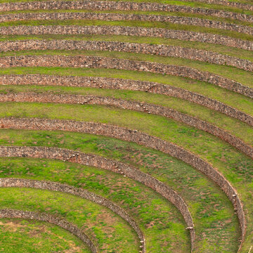 Terraced Inca ruins in Sacred Valley of the Incas