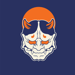 Oni japanese devil mask, Vector illustration	
