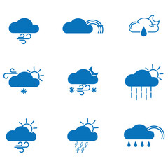 clouds icons set in different forms , shapes and design