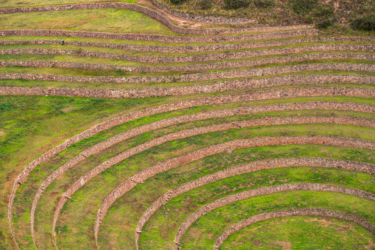 Terraced Inca ruins in Sacred Valley of the Incas