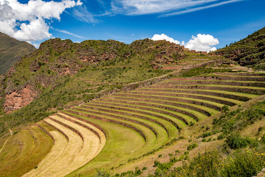 Terraced Inca ruins in Sacred Valley of the Incas