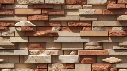 Abstract close-up of a brick wall in vintage tones, background design for exterior architecture
