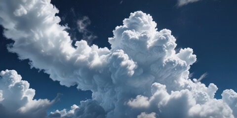 Luminous white cloud formation, deep blue backdrop ,  stunning,  sunny,  fresh