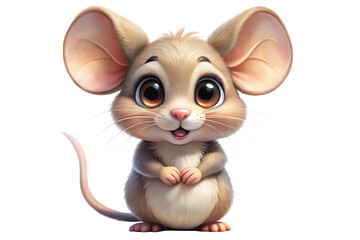 cartoon surprised mouse isolated on white background PNG