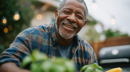A veteran and granddaughter enjoying quality time in their herb garden