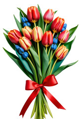 Fototapeta premium Bouquet of tulips, isolated on transparent background, png