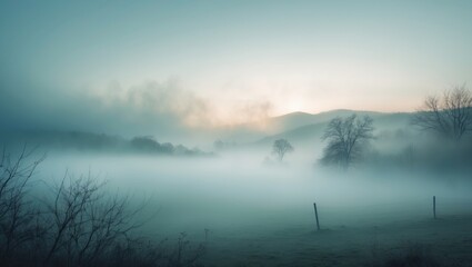 Fototapeta premium Hazy Morning: The Soft Charm of a Cold Dawn