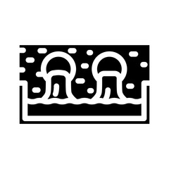 pipes dumping colored liquid into river glyph icon vector illustration