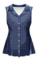 Obraz premium Navy Checkered Sleeveless Blouse - Vector Illustration
