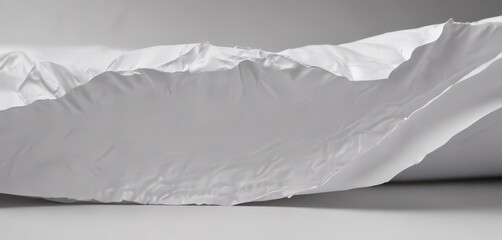 Close-up view of heavily creased white paper; sharp detail , folds, neat, rough texture