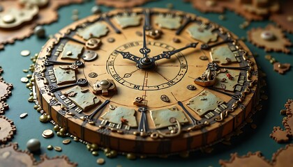 Fototapeta premium Steampunk Clock with Gears and Intricate Details