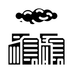 dangerous glowing cloud over city radioactive pollution glyph icon vector illustration