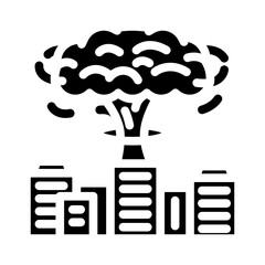 fallout on city skyline radioactive pollution glyph icon vector illustration