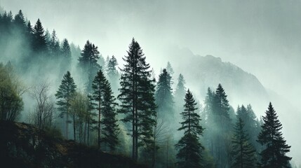 Rich Green Grainy Film Background With a Textured, Dusty Atmosphere in a Serene Forest Landscape