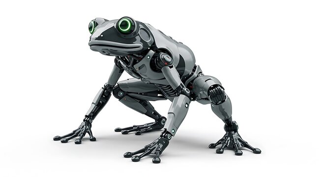 Robotic frog illustration artificial intelligence concept technology animal amphibian future design ai art
