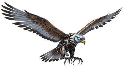 Obraz premium Mechanical eagle art metal eagle sculpture steampunk eagle flying eagle robot eagle fantasy art design