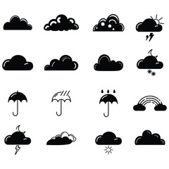 clouds icons set in different forms , shapes and design