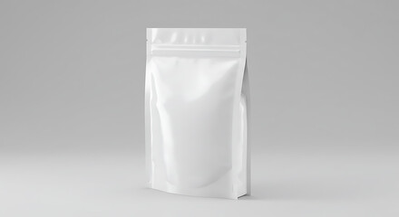 White Stand-Up Pouch Packaging Mockup - Blank Flexible Packaging Template