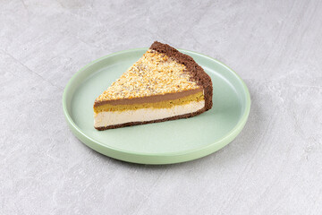 Layered Chocolate Peanut Mousse Cake Slice Whole Cake