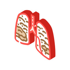 lungs filled smoke soot air pollution isometric icon vector illustration