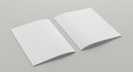 Blank Brochure Mockup Two Folded White Paper Pamphlets