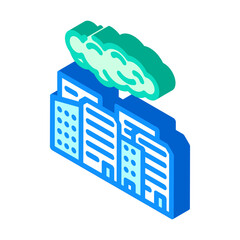 dangerous glowing cloud over city radioactive pollution isometric icon vector illustration