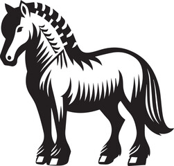 Black and White Berber Horse Vector Illustration – High-Quality Line Art Design