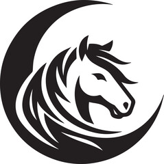 Black and White Berber Horse Vector Illustration – High-Quality Line Art Design